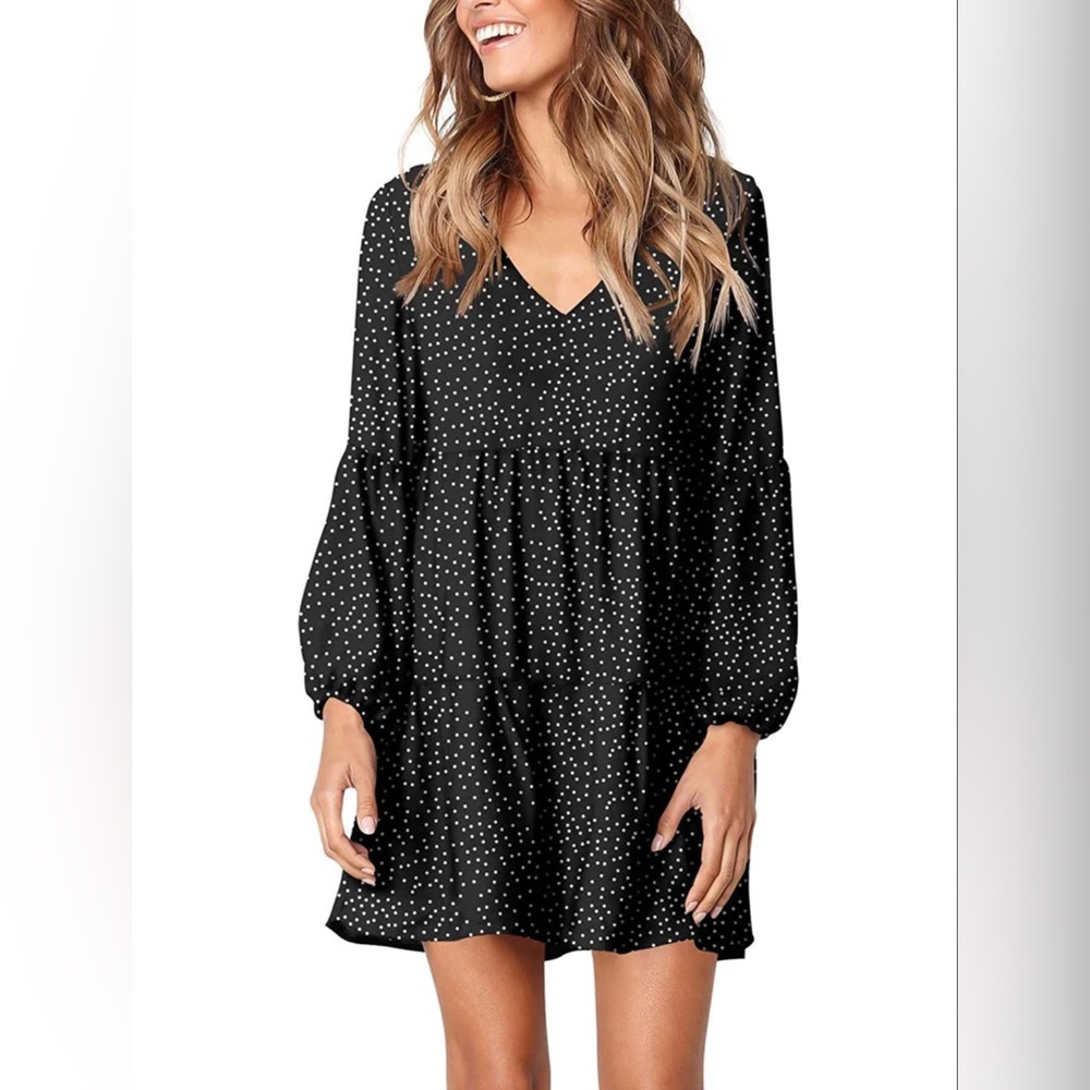🚫 SOLD Women Summer Tunic Dress V Neck Casual Loose Flowy Swing Shift Dresses sm